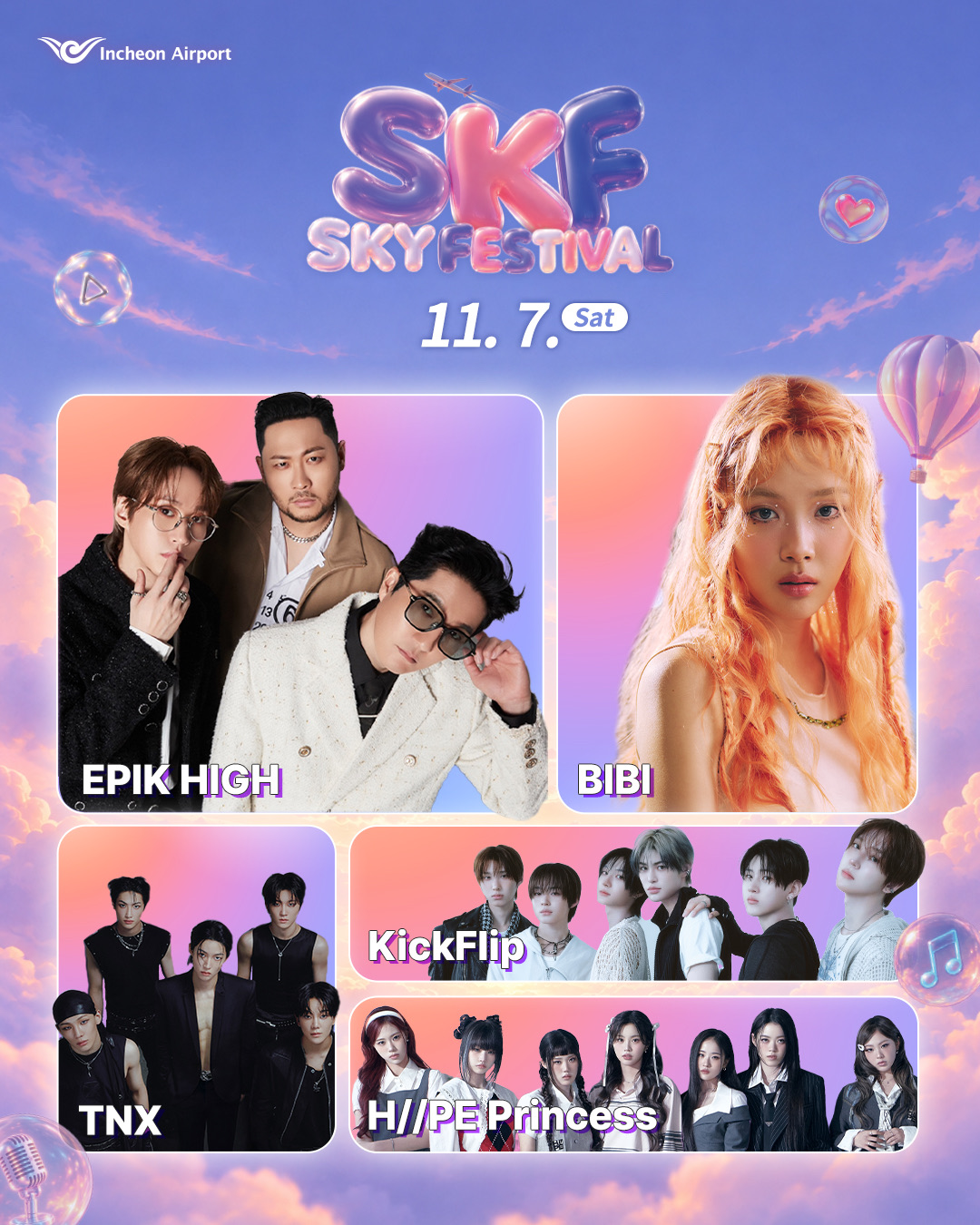 11月7日公式ラインナップポスター。EPIK HIGH, BIBI, KickFlip, TNX, H//PE Princess